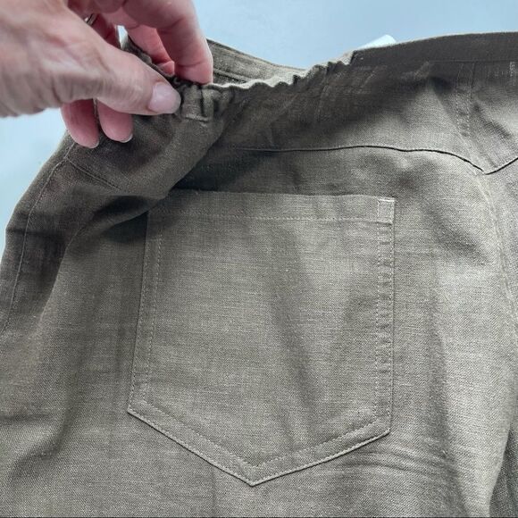 Chico's Linen Blend Straight Leg Ultimate Fit Pants in Brown - Picture 2 of 9